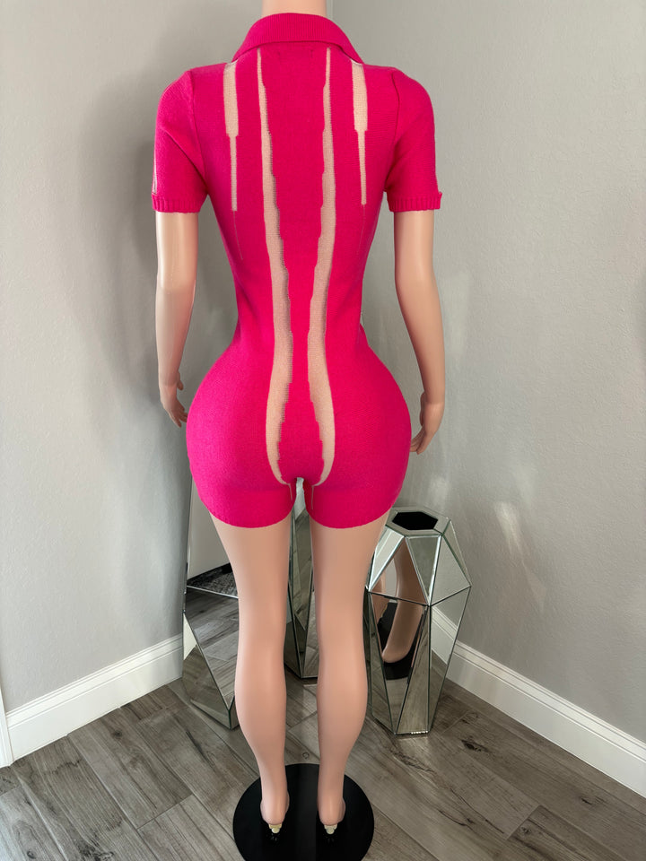 Kimmy Mesh Romper Pink - Shopblossomco