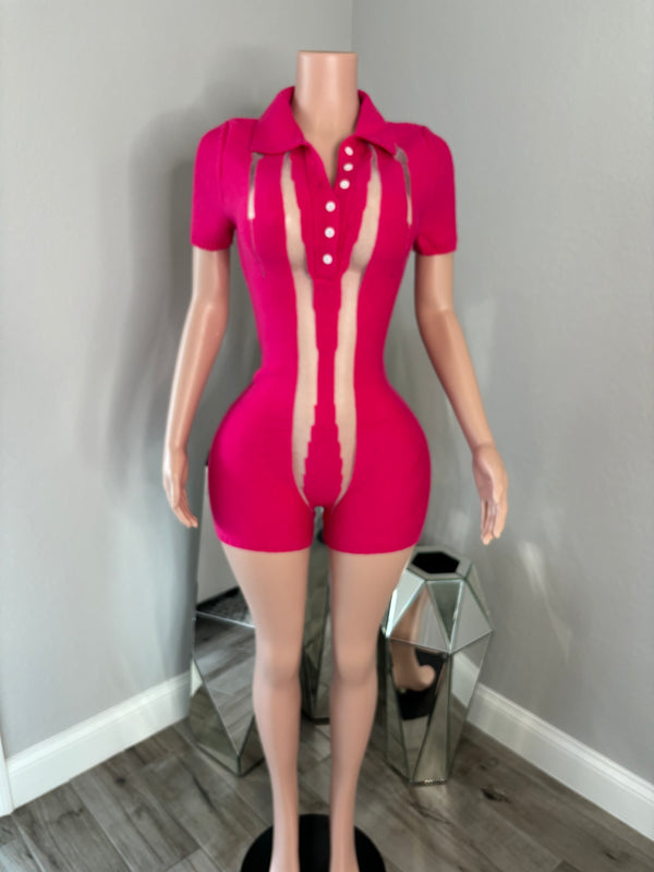 Kimmy Mesh Romper Pink - Shopblossomco